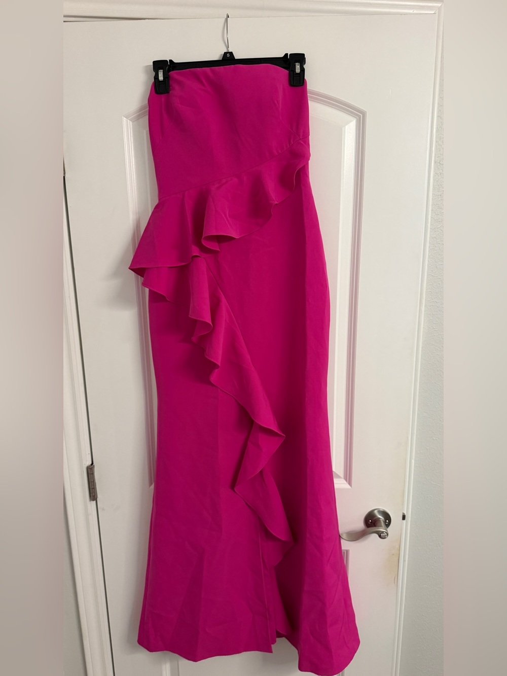 Vince Camuto Fuchsia Ruffle-Trim Maxi Dress